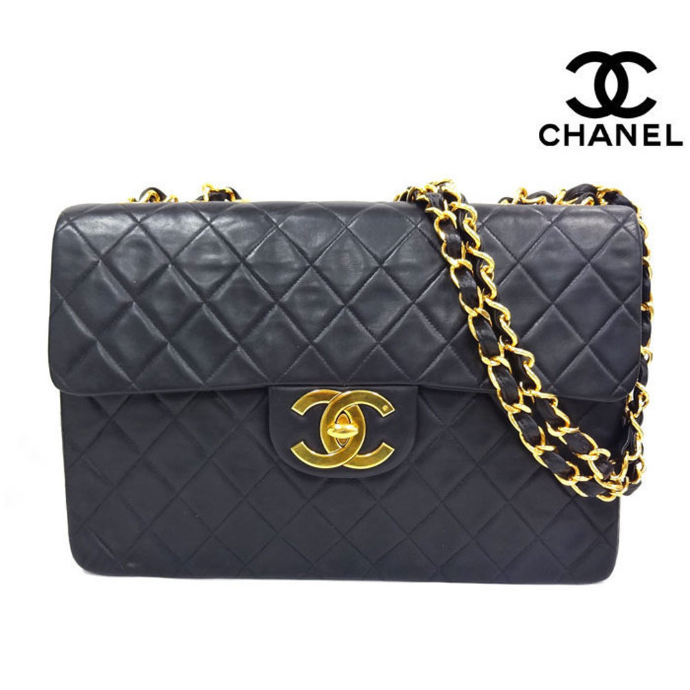 Chanel Big Black Bag Matelasse Lambskin Shoulder Chain Double